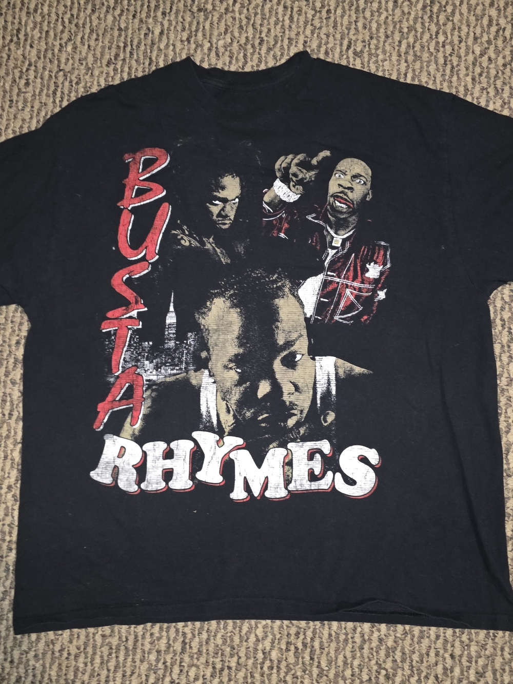 Anvil Busta Rhymes Black Graphic Tee with Red and White Print